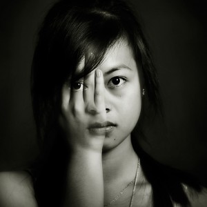 Artistically manipulated photo of womans face