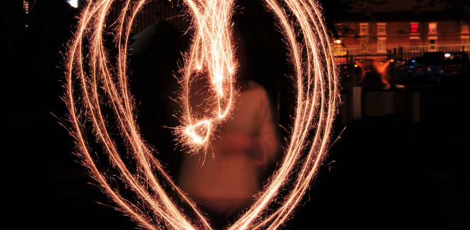 Heart shape drawn in light