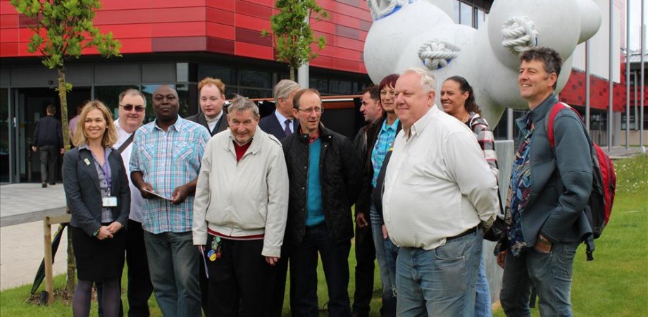 The Thursday Group infront of Ekkehard Altenburger's marble sculpture