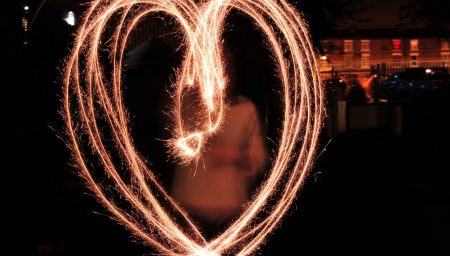 Heart shape drawn in light
