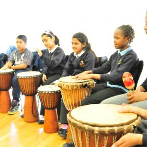 School children participate in music workshop