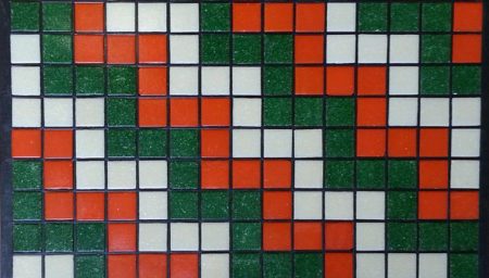 Orange, green and white tiled mosaic