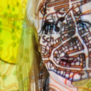 Map projected onto young persons face