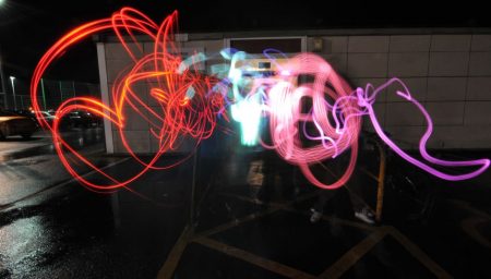 Long exposure photography of lines drawn with torches