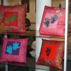 Cushions on display at exhibition