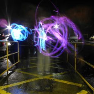 Lines drawn with light on long exposure photograph