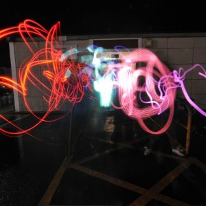 Lines drawn with light on long exposure photograph