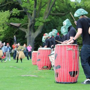 Drummers perform in Clumber park Grounds