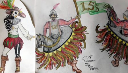 Handdrawn carnival costume and puppet design
