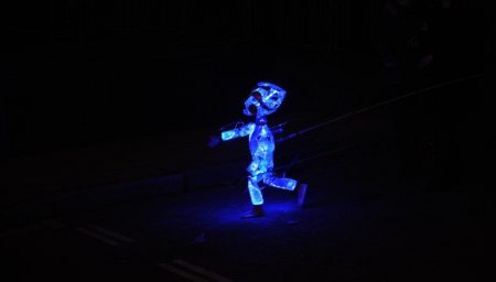 Illuminated puppet walking