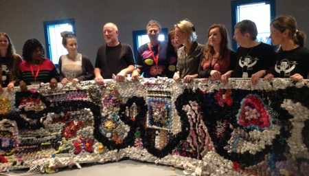 Mosaic made from socks that have lost their partner