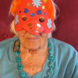 Elderly woman wearing mask