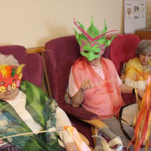 Elderly women wearing masks