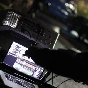 Laptop & projector on bike