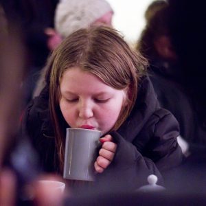 Girl drinks tea