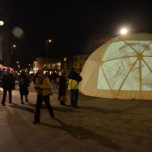 Paintings projected onto dome