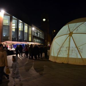 Paintings projected onto dome