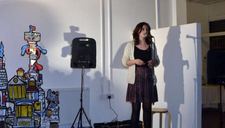 Kathryn giving a speech
