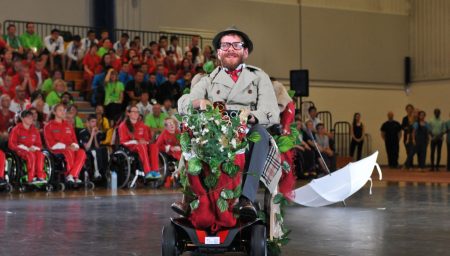 Jamie Beddard on a Mobiltiy Scooter