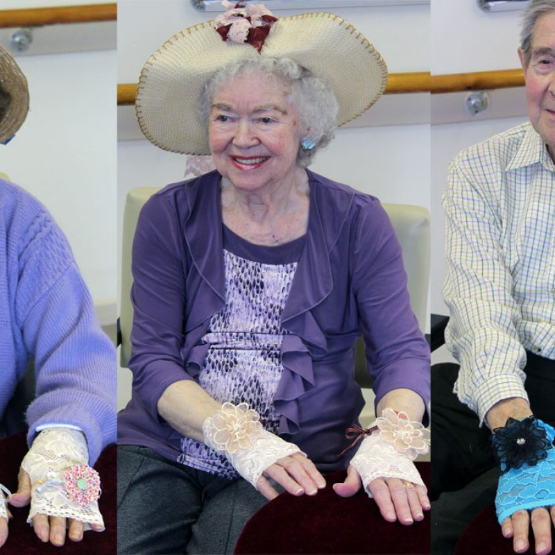 Older people wearing lace gloves