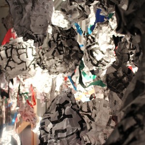 Suspended paper art installation