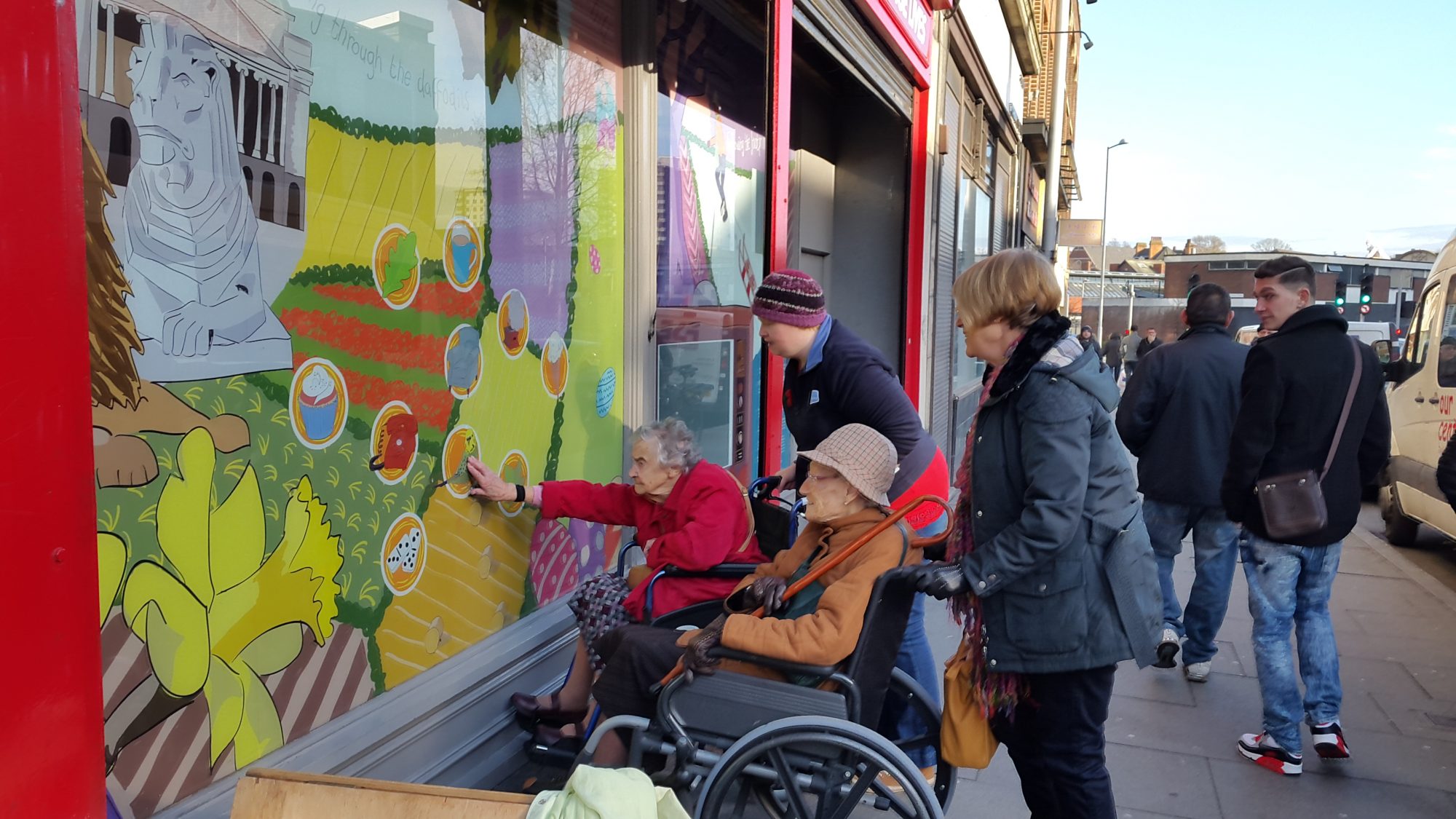 Older people interact with art installation