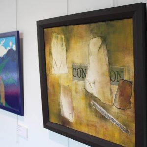 Paintings hung in exhibition