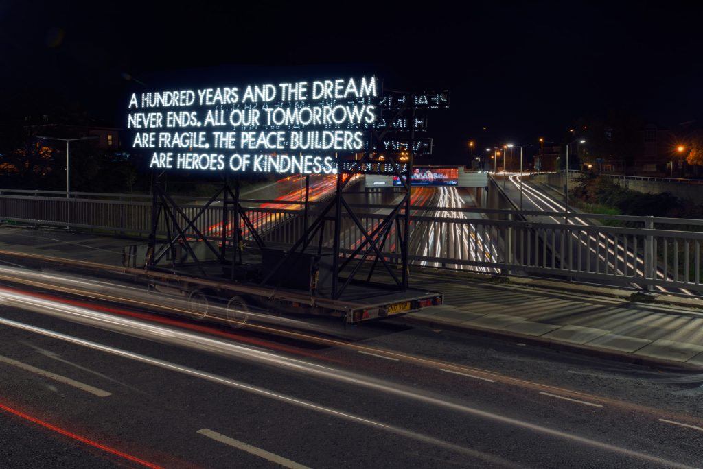 Illuminated poem by artist Robert Montgomery