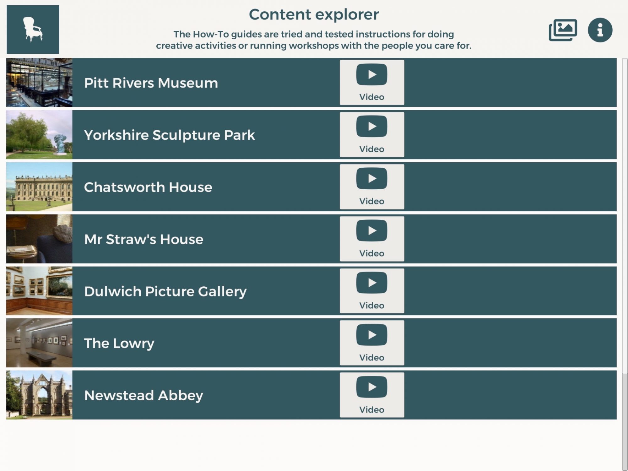 Armchair Gallery app's 'Content Explorer'