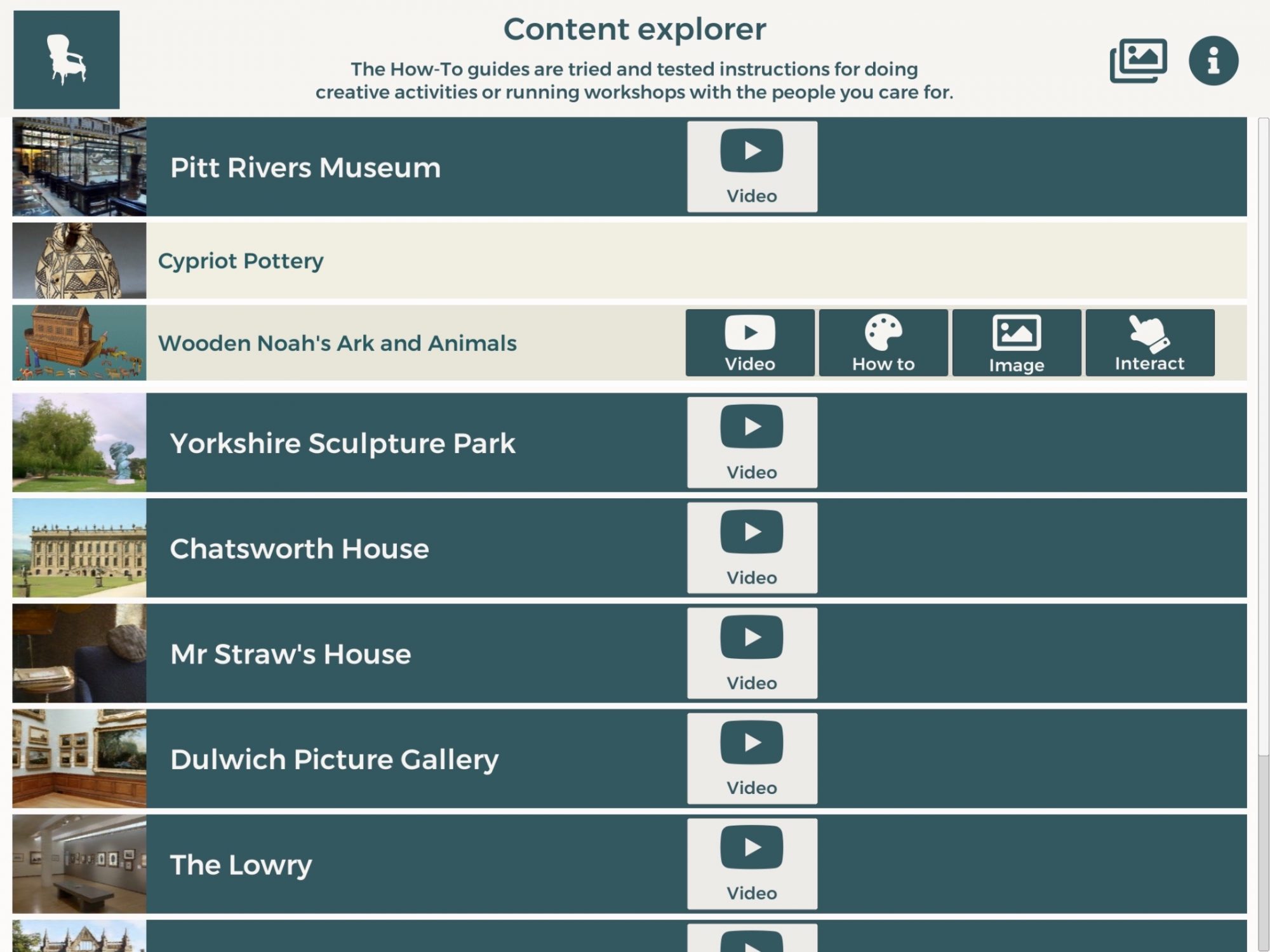 Options in the 'Content Explorer'