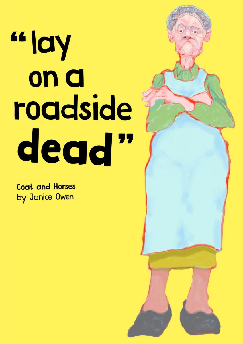 "lay on a roadside dead" Coat and Horses by Janice Owen