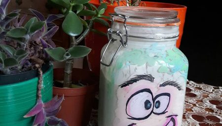 Sourdough starter in decorated jar