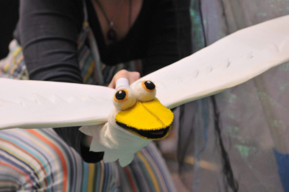 A bird puppet