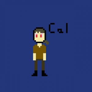 Young person's pixel drawing of a man
