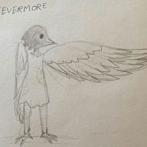 Young person's illustration of a birdman