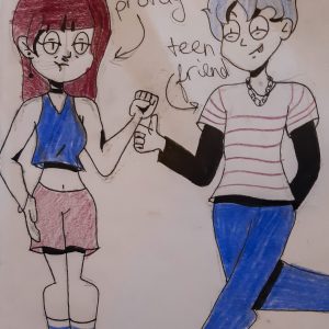 Young person's illustration of a two friends