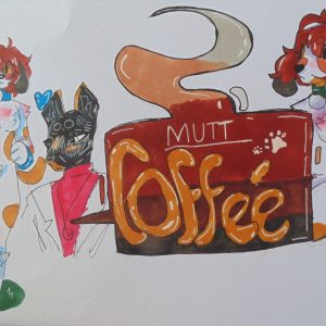 Young person's illustration of a coffee stand