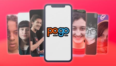 PoGo app graphic showing the faces of featured young poets
