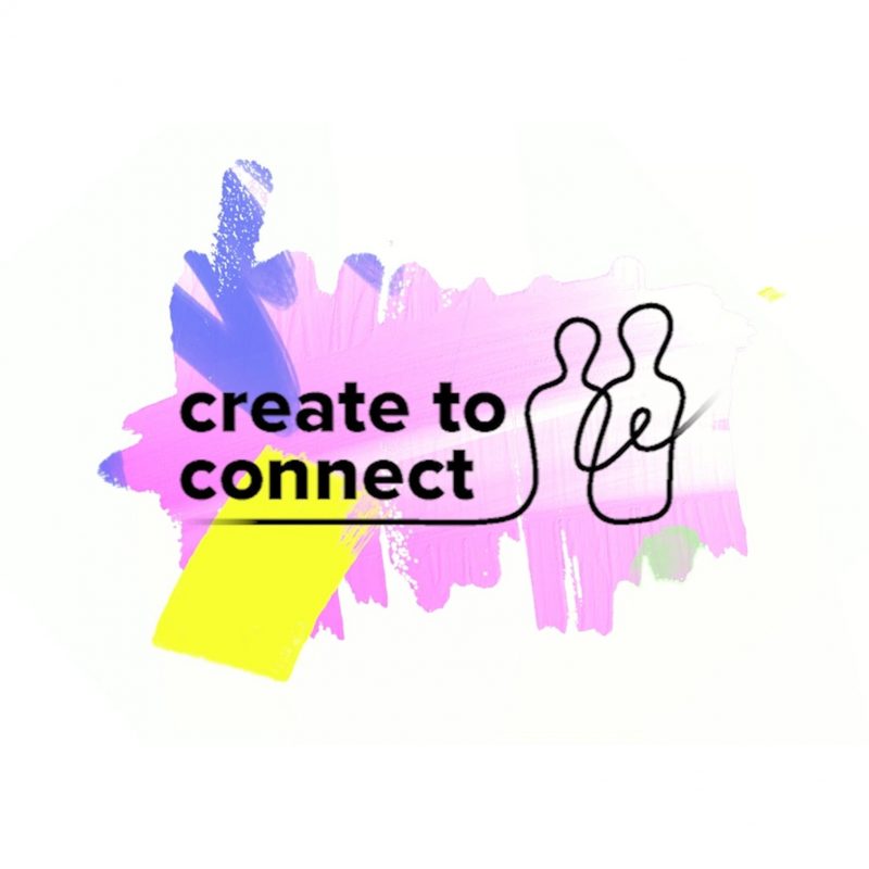 Create to Connect logo on paint style graphics