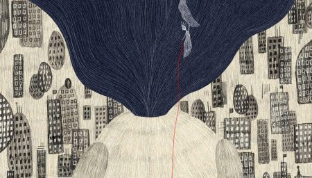 Illustration by Edwina Kung. A faceless figure opens a window on it's chest to reveal a smaller figure inside.