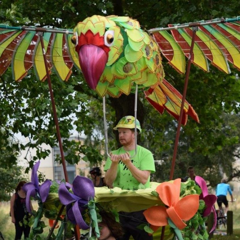 Giant parrot puppet