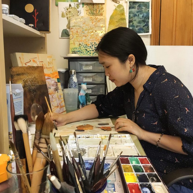 Artist Edwina Kung in her art studio