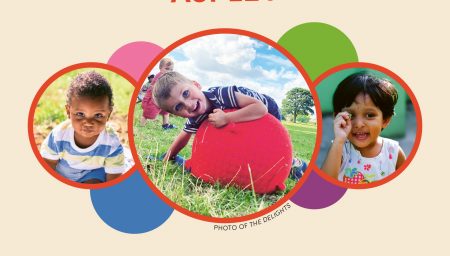 Promotional poster for 'Hoopla! Aspley', a free mini-festival for ages 0-4, scheduled for 6 August 2024 from 10AM to 2:30PM. The poster features three circular photos of young children: on the left, a smiling child in a striped shirt; in the center, a boy playing on the grass with a large red ball; and on the right, a child smiling and holding a finger to their mouth. The text includes logos of City Arts, SSBC, Community Fund, Arts Council England, and Paul Hamlyn Foundation,